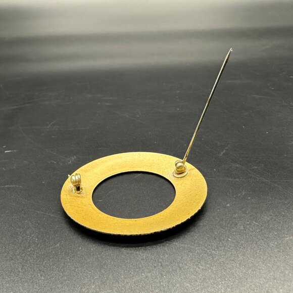 Vintage Round Enamel Brooch Pin Sky Blue White Polka Dot Modern Simple Jewelry - Picture 3 of 8